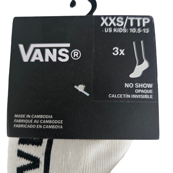 Vans Kids No Show Socks 3-Pack White XXS / TTP (10.5–13) NWT - Picture 3 of 5